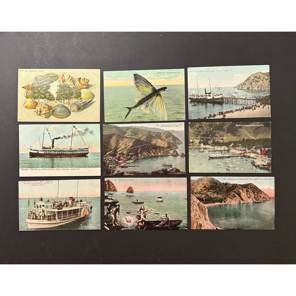 Vintage Santa CATALINA ISLAND, California Postcards. 1900's